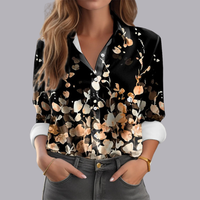 Women Floral Print Blouse Long Sleeve Loose Casual Fit