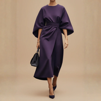 Silk Lantern Sleeve Midi Dress