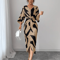 Abstract Twist Waist Midi Dress