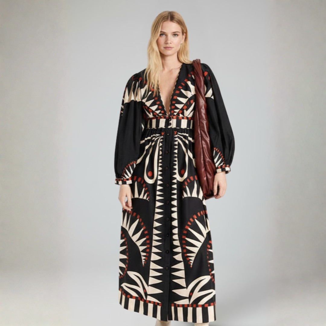 Women’s V-Neck Long Sleeve Maxi Dress