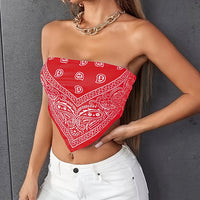 Asymmetrical Paisley Print Bandeau Top