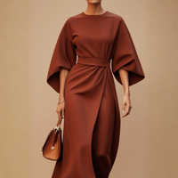 Silk Lantern Sleeve Midi Dress