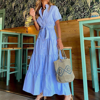 Striped Belted Maxi Dress