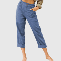 Elastic Waist Cropped Summer Pants