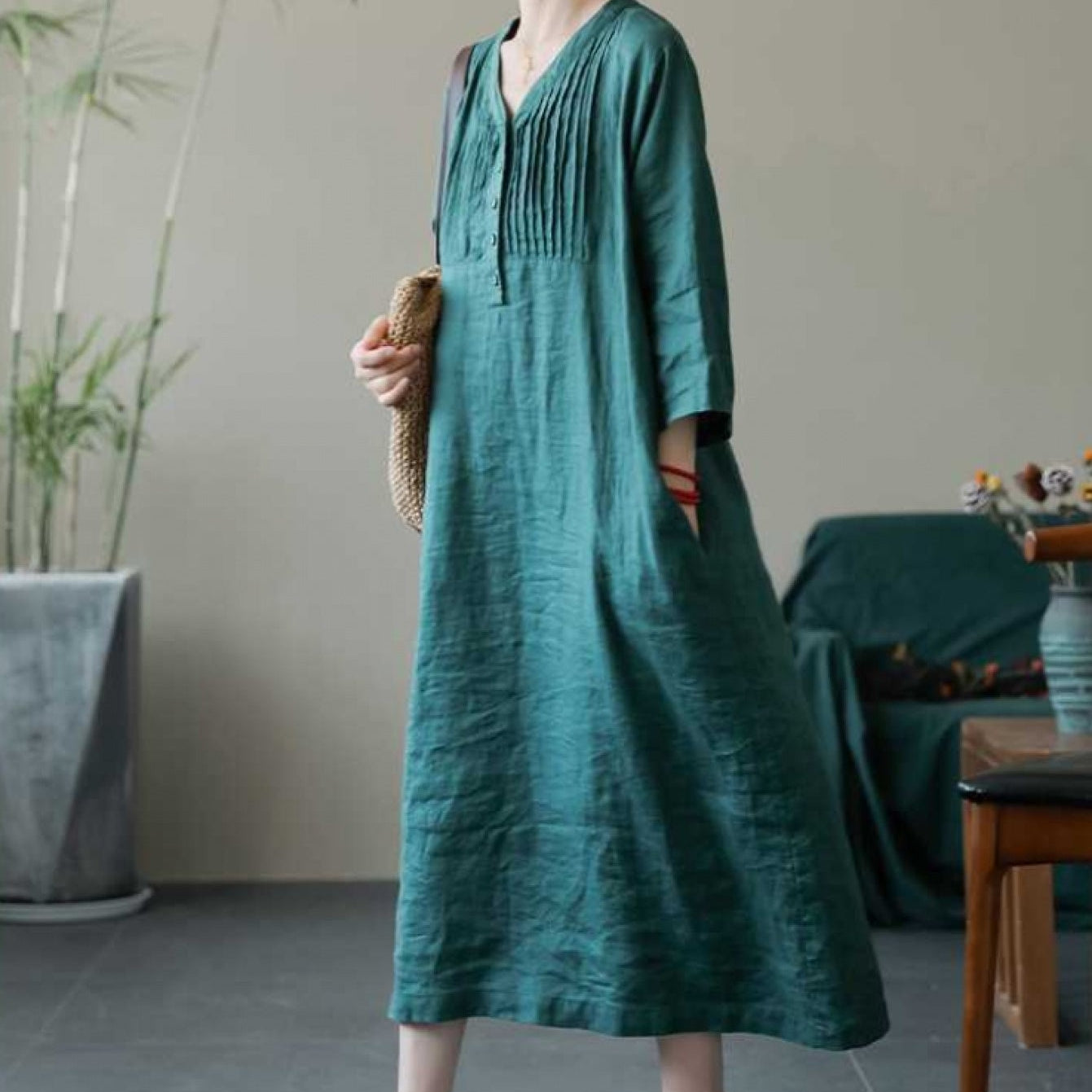 Elegant Linen Long Dress