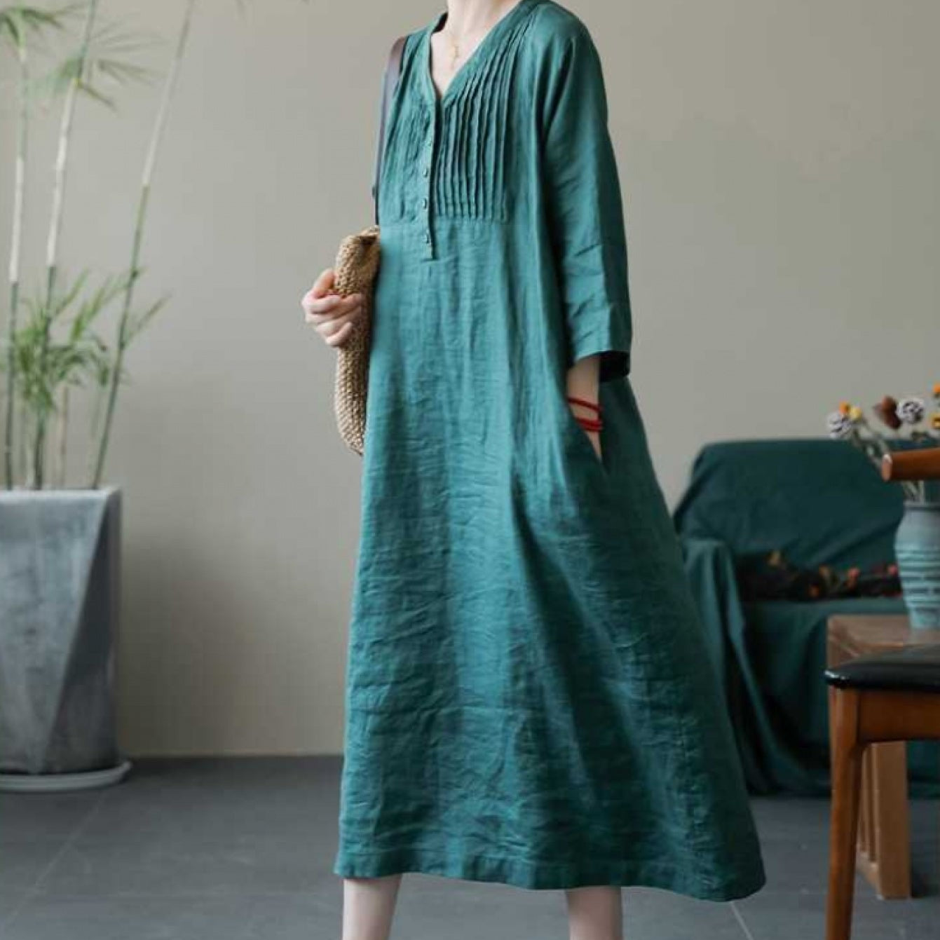 Elegant Linen Long Dress
