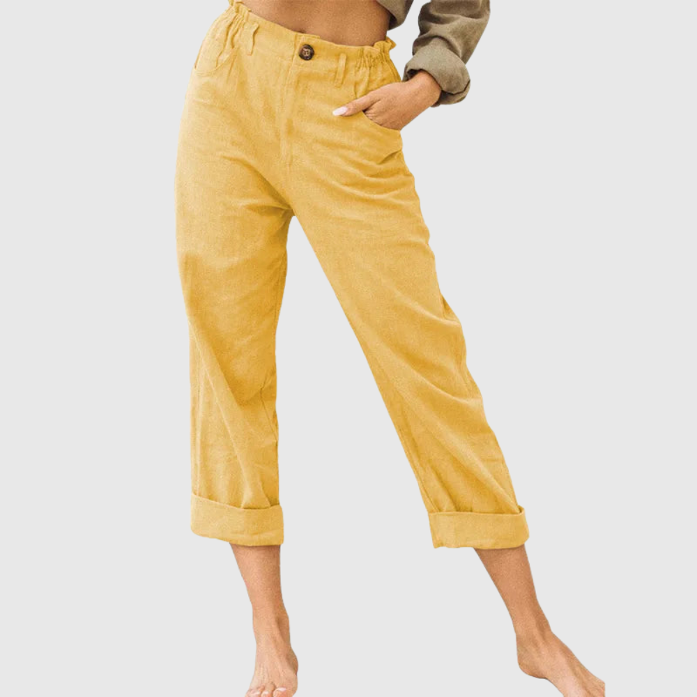 Elastic Waist Cropped Summer Pants