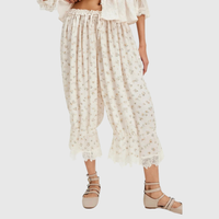 Lace Patchwork Cropped Summer Pants