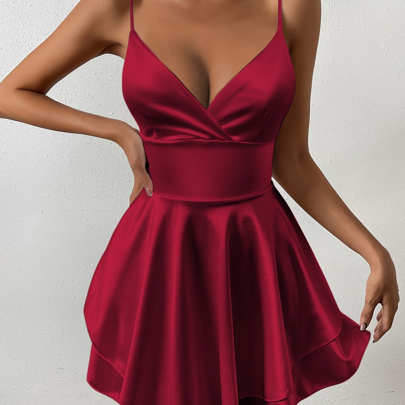 Refined V-Neck Dress with Soft Movement