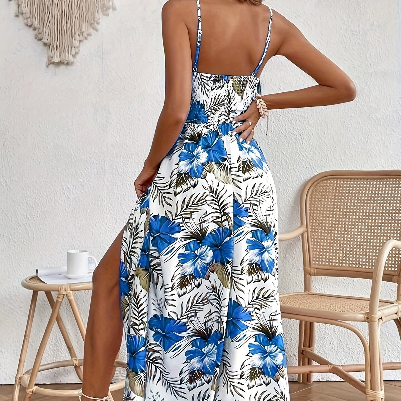 Elegant Floral Split Dress