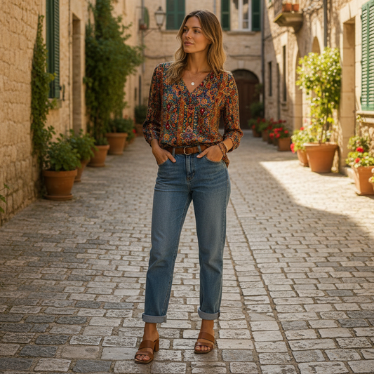 Boho Floral V-Neck Top for Everyday Elegance