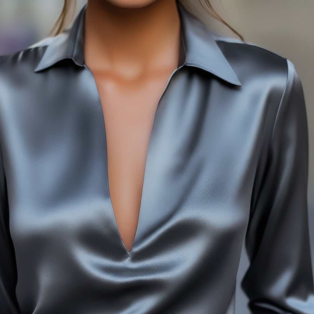 Bethany | Elegant V-Neck Satin Blouse for Effortless Style and Versatility 1