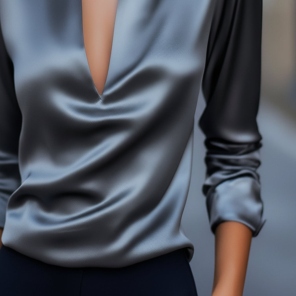 Bethany | Elegant V-Neck Satin Blouse for Effortless Style and Versatility 2