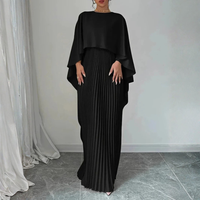 Pleated Cape Sleeve Maxi Dress