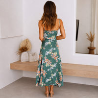 Foral Tie Front Maxi Dress