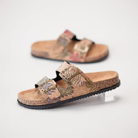 Tropical Print Double Buckle Slide Sandals