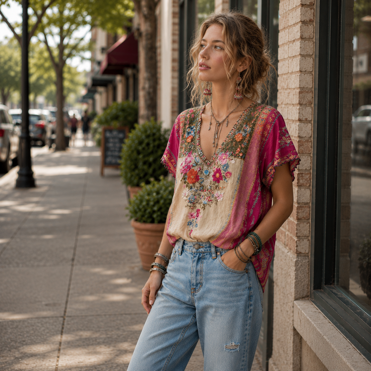 Relaxed Boho V-Neck Top for Daily Comfort