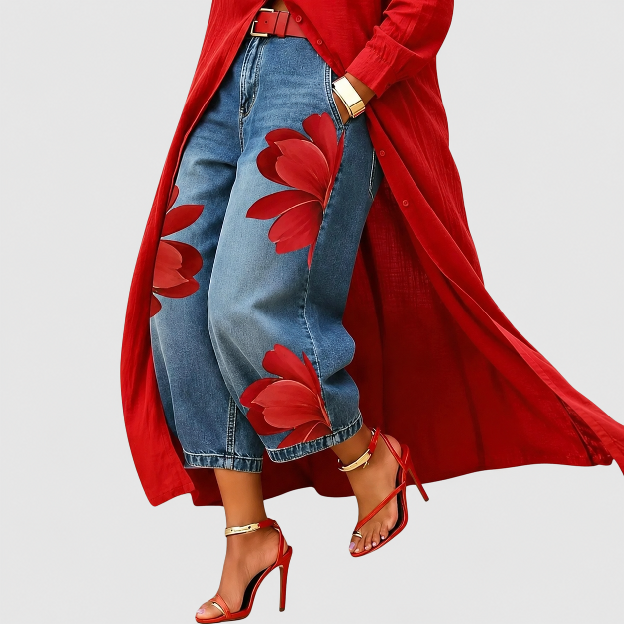 Floral Print Cropped Summer Pants