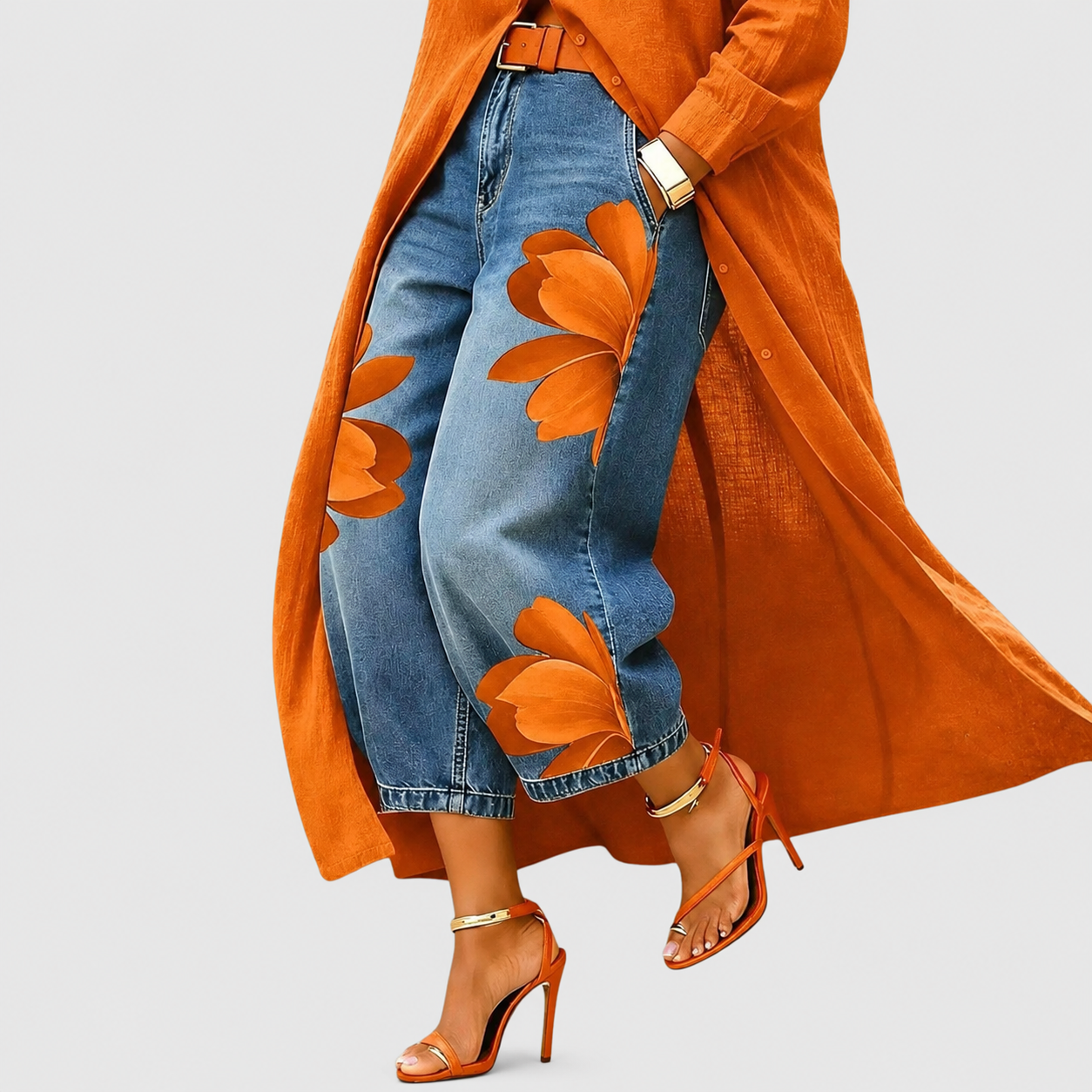 Floral Print Cropped Summer Pants