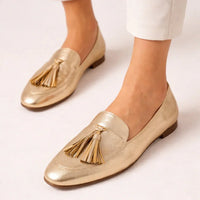 Golden Tassel Moccasin Loafers