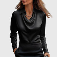 Chic Pleated Blouse with Luxe Shine for Effortless Elegance 2