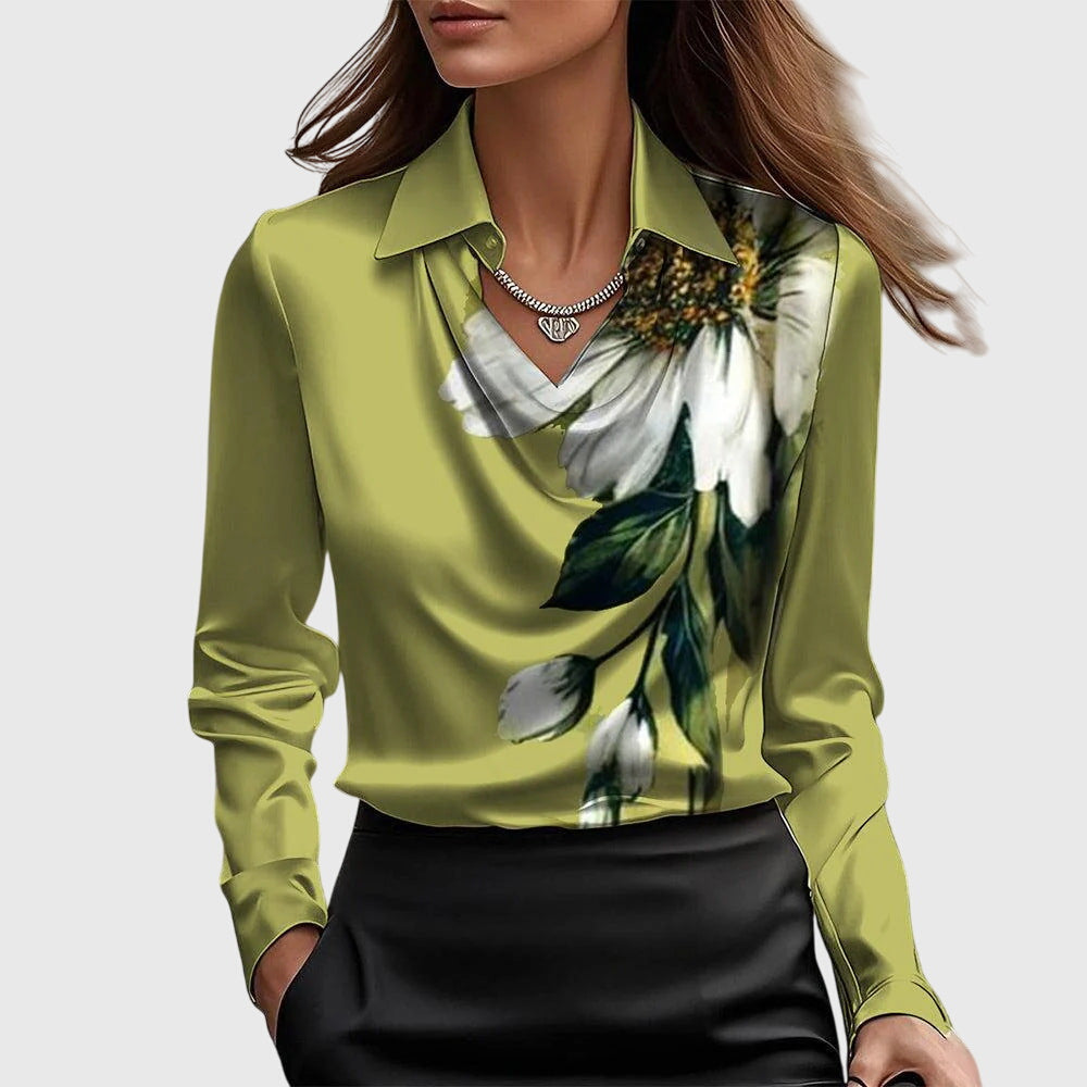 Chic Pleated Blouse with Luxe Shine for Effortless Elegance 6