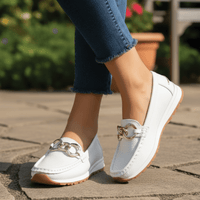 Leather Chain Detail Loafers
