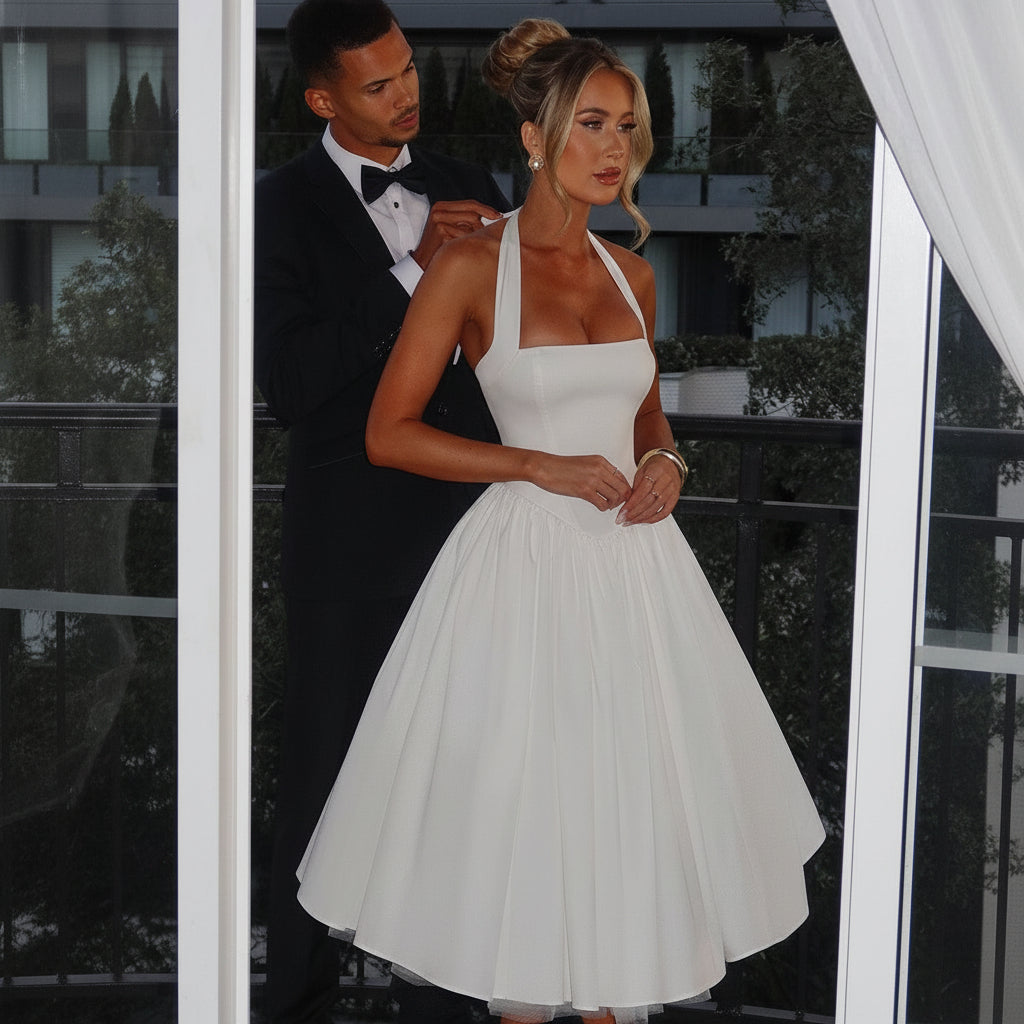 Emma | Elegant Halter Midi Dress for Wedding Guests and Formal Events 2