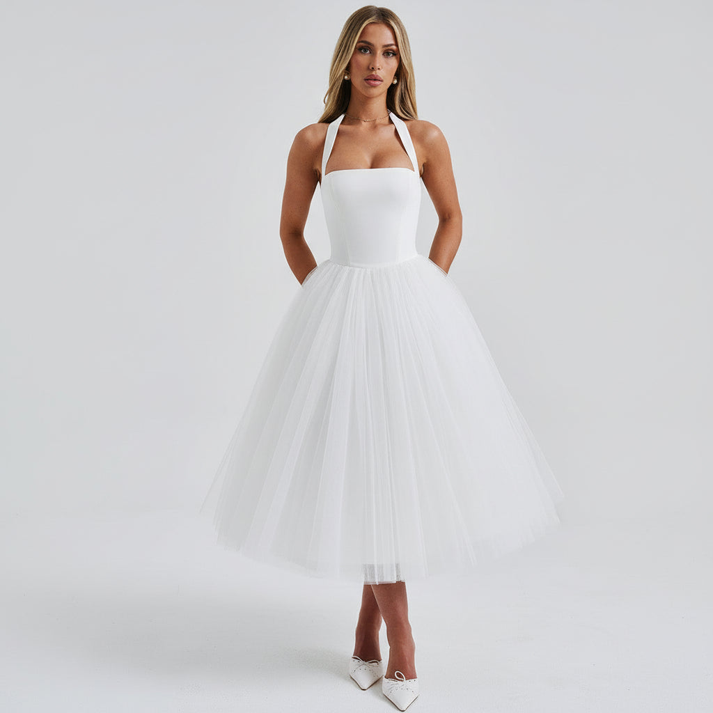 Emma | Elegant Halter Midi Dress for Wedding Guests and Formal Events 4