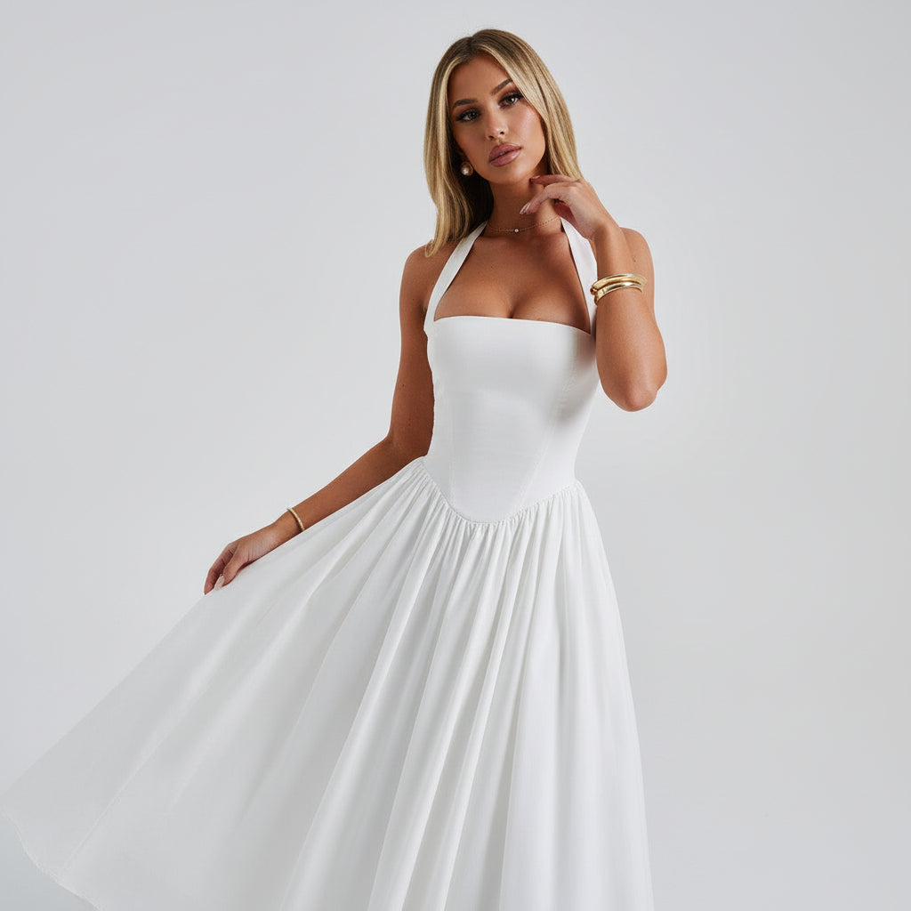 Emma | Elegant Halter Midi Dress for Wedding Guests and Formal Events 5