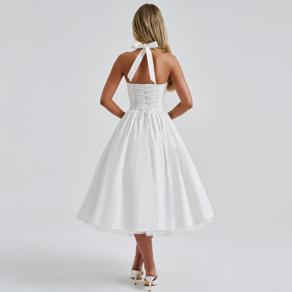 Emma | Elegant Halter Midi Dress for Wedding Guests and Formal Events 7
