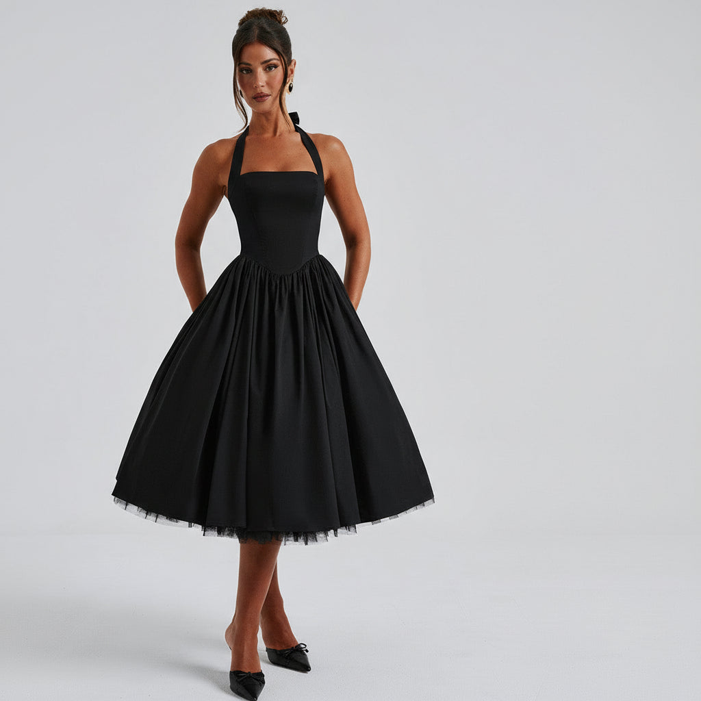Emma | Elegant Halter Midi Dress for Wedding Guests and Formal Events 8