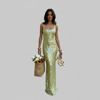 Jasmine | Elegant Summer Sequin Dress with Square Collar for Wedding Guests 1