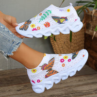 Printed Platform Knit Sneakers