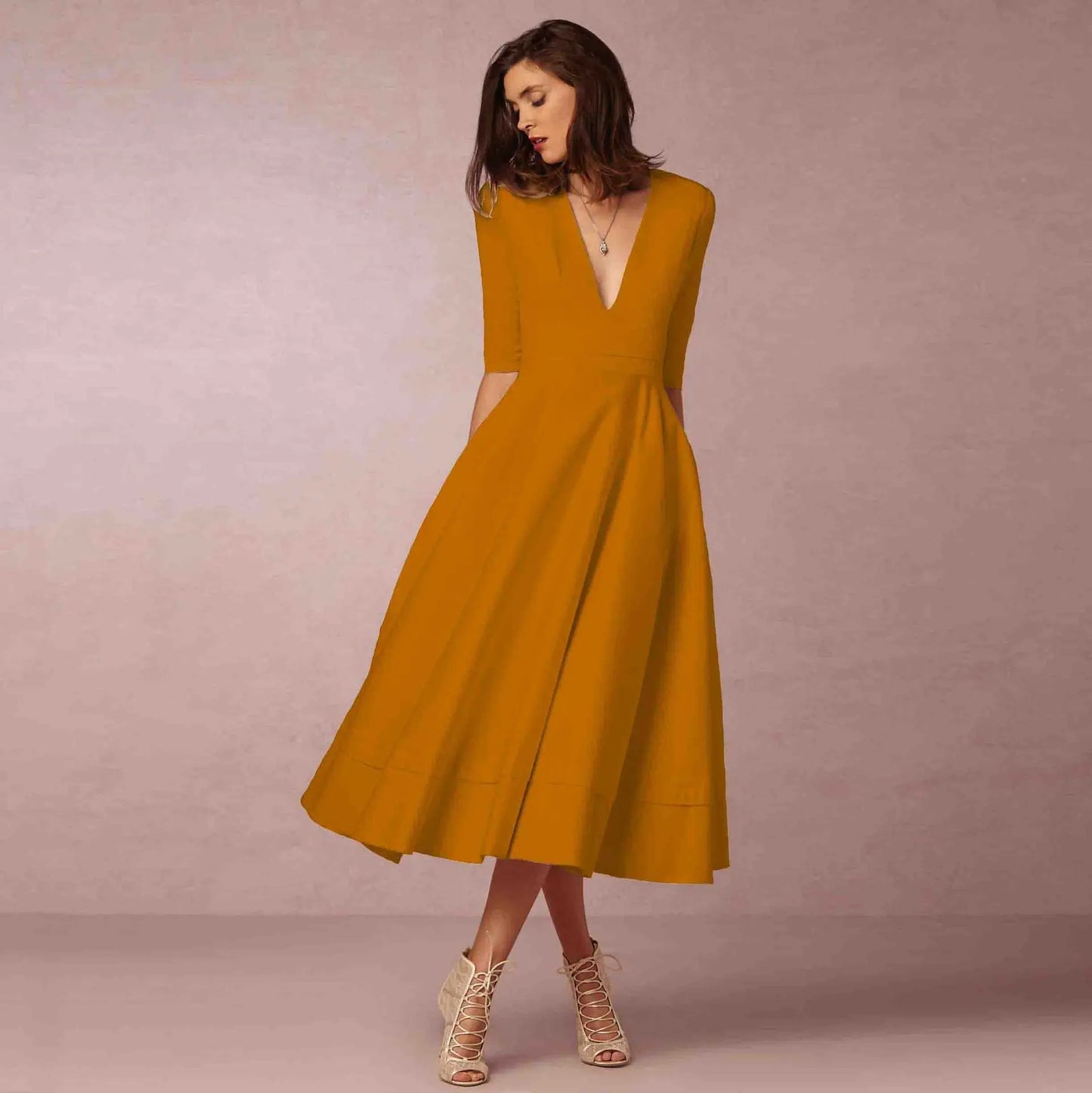 Elegant Midi Dress Womens