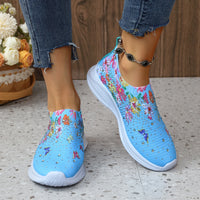 Floral Knit Slip On Walking Shoes