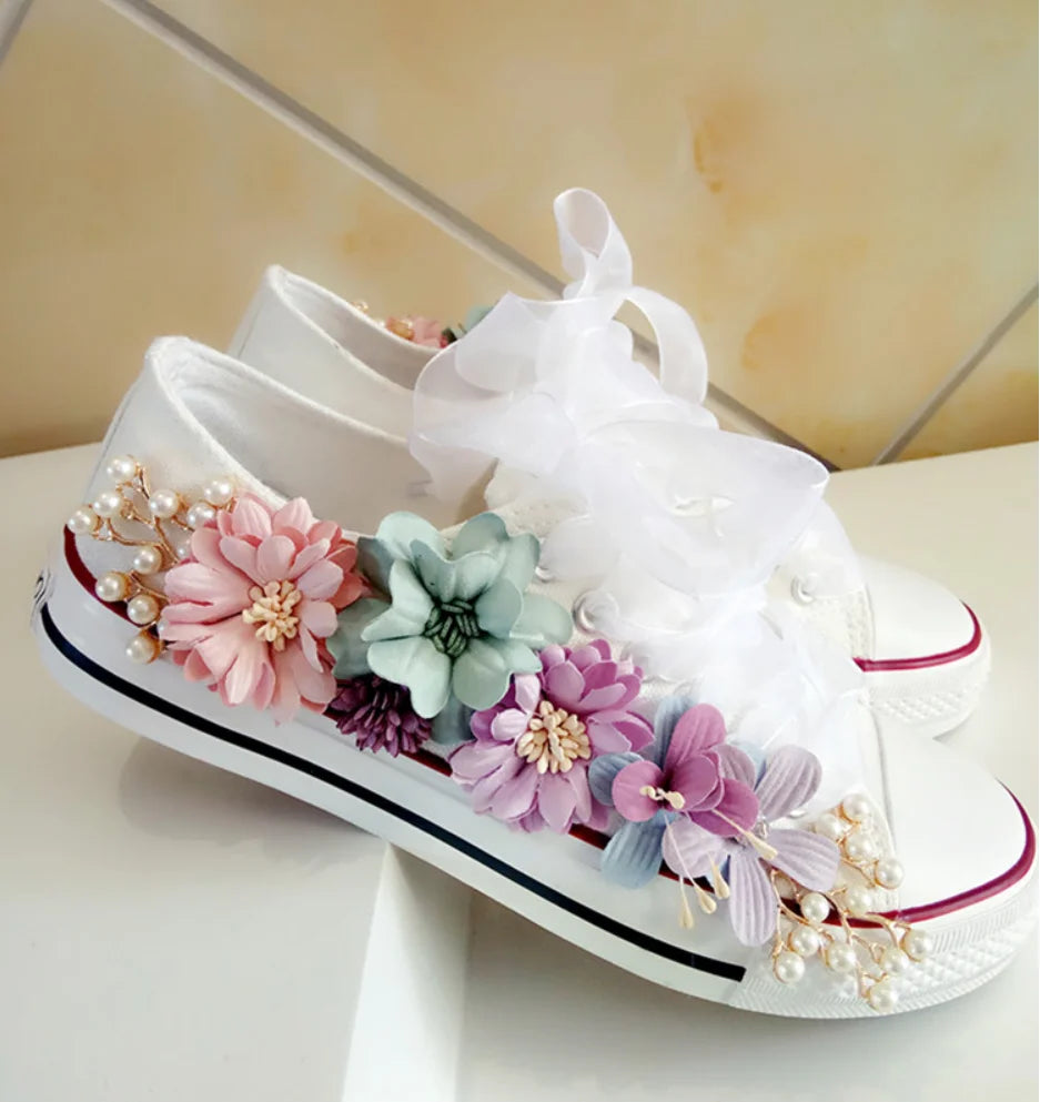 Embellished Platform Canvas Sneakers