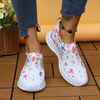 Floral Knit Slip On Walking Shoes