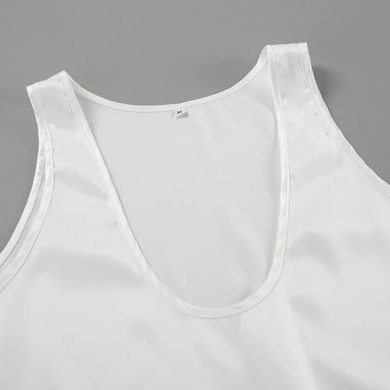 Deep Drape Satin Tank Effortless Elegance Top