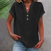 Breathable Linen V Neck Top