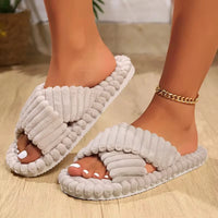 Corduroy Cross Band Home Slippers