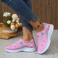 Floral Knit Slip On Walking Shoes