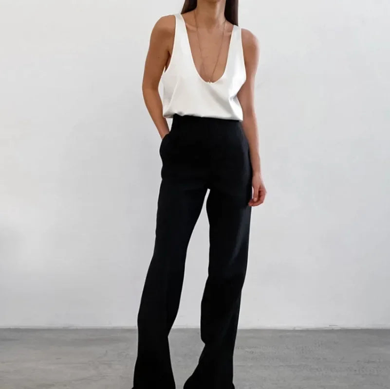 Deep Drape Satin Tank Effortless Elegance Top