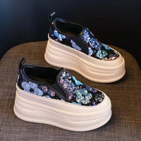 Sequin Platform Slip On Sneakers