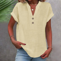 Breathable Linen V Neck Top