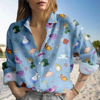 Women Alice In Wonderland Blouse Fantasy Graphic Casual Top