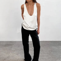Deep Drape Satin Tank Effortless Elegance Top