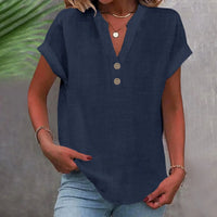 Breathable Linen V Neck Top