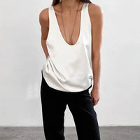Deep Drape Satin Tank Effortless Elegance Top