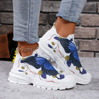 Floral Print Knit Platform Sneakers